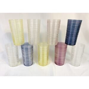 Vintage Imperial Glass Spun Reeded 12 Oz. Straight Side Tumblers - Set of 9